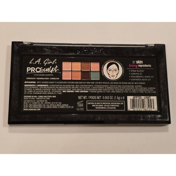 L.A. Girl Pro Sculpt Concealer Palette 8 Colors Highlight & Correct Full Coverag - Picture 2 of 2